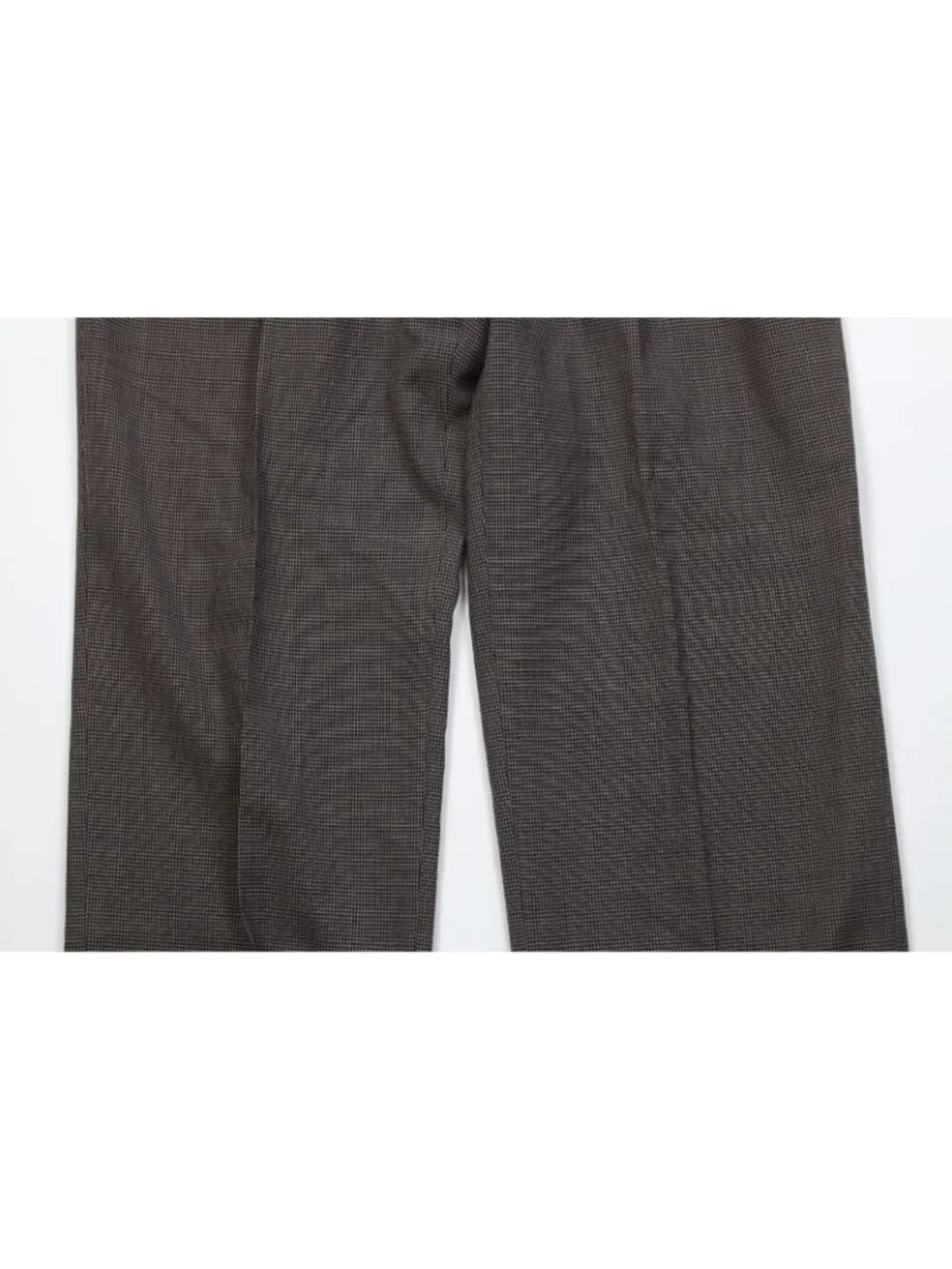 Vtg 70s Mens 40L 2 Piece Wool Houndstooth Suit Wedding Brown Wide Leg 32x33 USA